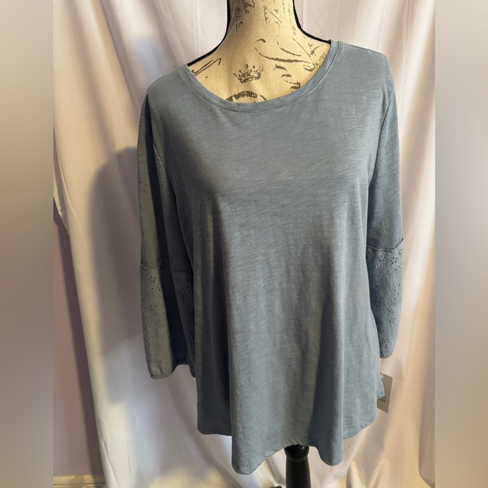 Croft & Barrow Women's Slate Blue Long Sleeve Top
